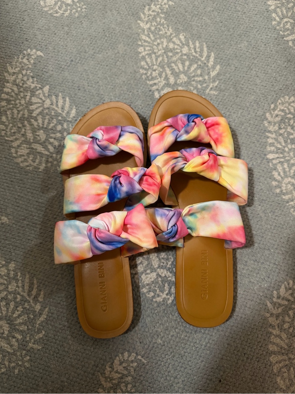 Gianni Bini Tie-Dye Knot Strap Slide Sandals